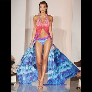 Multicolor Gottex Runway Swimwear ~ NWT Bikini top maxi dress w/matching bottom